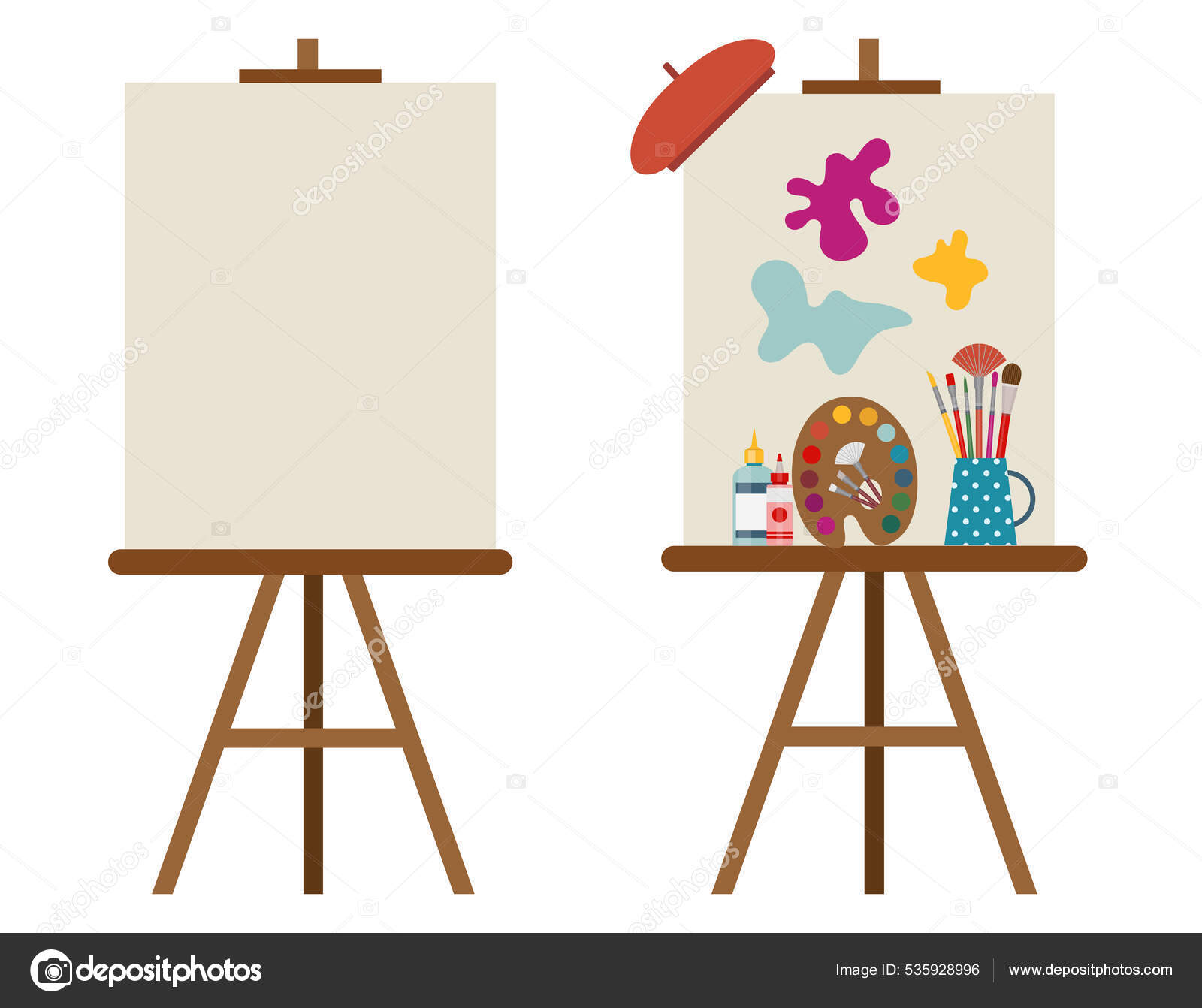 Art Easel Canvas Artist Painting Tripod Stock Vector by ©krugli86